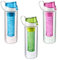 Homeshopa Fruit Infuser Water Bottle, BPA Free Flip Top Leak Proof Lid with Full Length Infusion Rod, Clear Plastic Fruit Infusion Gym Water Bottle for Sports, Camping and Travel, 22 Oz (Pack of 3)