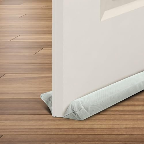 CUQOO Draft Excluder for Doors - Fits 76.2-91.4cm Adjustable Under Door Draught Excluder with Thick Foam, Noise, Cold, Dust & Odours, Washable, Energy-Efficient Draft Seal for Gaps Up to 3.8cm, Grey