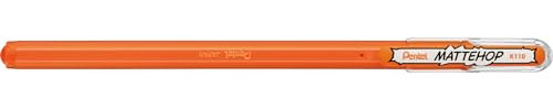 Pentel K110-VFX Mattehop Gel-Tintenroller mit hochdeckender Tinte in mattem Finish, Modell mit Kappe, 1 Stück, orange