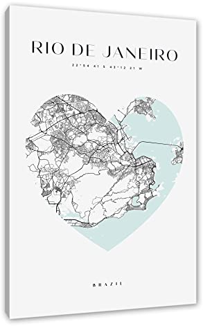Pixxprint Lieblings Stadt - Rio de Janeiro als, Größe: 80x60cm, Leinwandbild, fertig gespannt, Wandbild, Dekoration, Kunstdruck, kein Poster