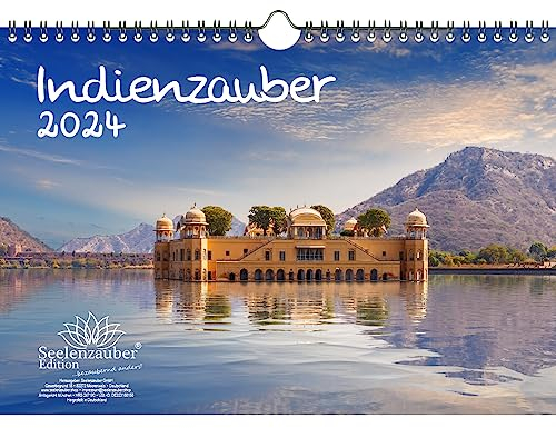 Reisezauber Indien DIN A4 Kalender für 2024 Neu-Delhi Urlaub Reise Stadt und Land - Geschenkset Inhalt: 1x Kalender, 1x Weihnachtskarte (insgesamt 2 Teile)