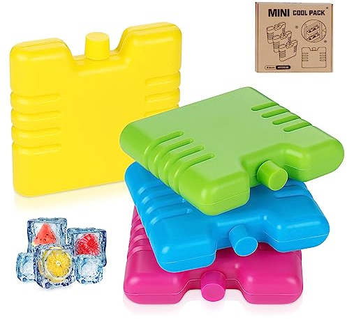 ilauke 4er Set Kleine Kühlakkus, 100ML Mini Kühlakkus für Kühltasche Lange Lühlung, Kühl-Akku für die Brotdose in 4 Farben für Lunch, Kühltasche und Kühlbox, Kuchenbehälter, 90 x 85 x 20 mm