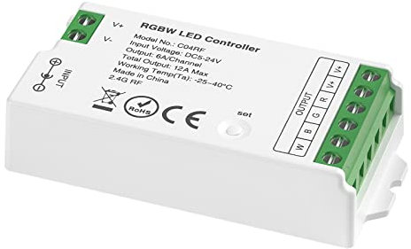 SEZO C04RF 2.4GHz RGBW LED Controller - Helligkeit Einstellbar, Kompatibel Mit Tuya Gateway RC03RFB Remote für 5050 LED-Streifen DC5-24V (Keine Fernbedienung)