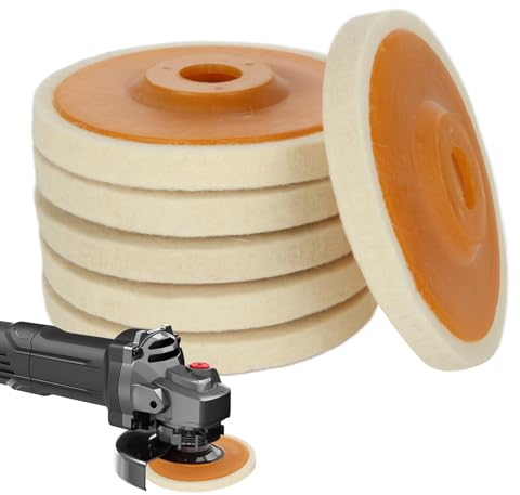 JMIATRY 6 Stück Polieraufsatz Winkelschleifer 125mm, Polierscheibe für Metalle, Glas, Keramik, Marmor, Auto - Wolle Polieraufsatz