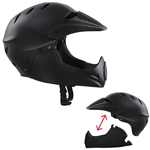 SAFETY LABS Stamina Fahrradhelm für Erwachsene, Schwarz, mit abnehmbarem Kinnschutz, Größe L (59-61 cm)