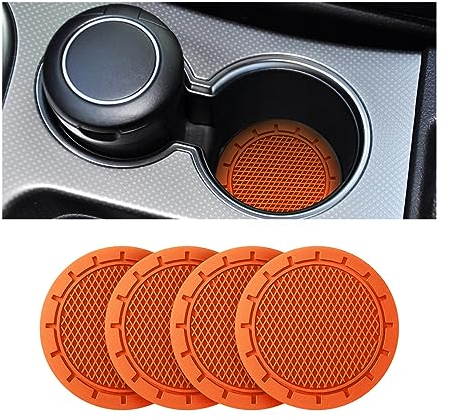 CGEAMDY 4 Pieces Car Cup Holder, 7cm Diameter Non-Slip Universal Insert Cup Holder, Durable, Suitable for Most Car Interior, Car Accessory for Women and Men (Orange)