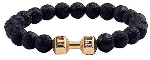 Xbemkste Geschenke für Frauen Natürliches Perlenarmband vulkanischem, Hantel, europäischer und amerikanischer edler Schmuck für Männer und Frauen Geschenke für Frauen (D, 10x8x1cm)