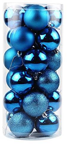 Weihnachtsbaumkugeln Rot Weiß 24 Stück glänzende und polierte glänzende Christbaumkugeln Ornamente Dekorationen 2,4 '' Windspiele Weihnachtsbaumschmuck mit Aufhänger Bruchsicher (Sky Blue, One Size)