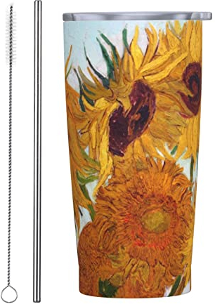 RFSHOP Van Gogh Sunflower 590ml Travel Mug Thermal Stainless Steel with Lid Leakproof Coffee Cup for Hot & Cold Drinks