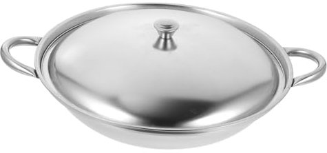 VINTORKY Spill Bar Cauldron Cooking Pot Lid Stainless Steel Wok for Kitchen Use for Making Sauces and Soups