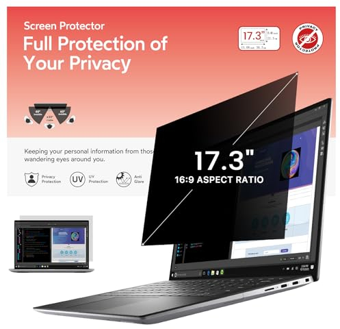 BERSEM Laptop Sichtschutzfolie 17.3 Zoll, 16:9 Seitenverhältnis Abnehmbarer Sichtschutz, Laptop Sichtschutz 17.3 Zoll Premium Blickschutzfilter & Anti-Blaulichtfilter