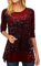 MeiLyviba Festliche Oberteile Damen Glitzer Große Größen Tunika Elegant Pailletten Oberteil Bluse 3/4 Arm Tunika Lässig Rundhals Sexy Oberteile Langarmshirt Silvester Longbluse
