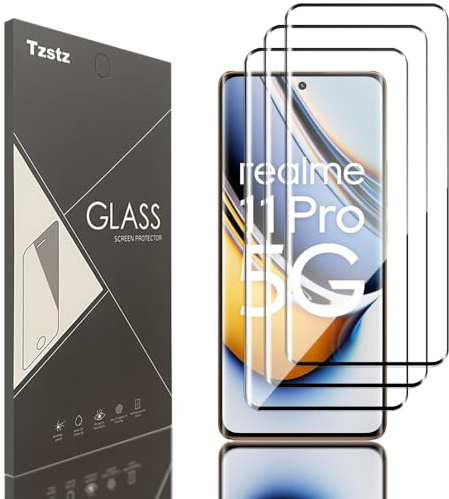 Tzstz 3 piezas vidrio templado protector de pantalla para Realme 11 Pro/11 Pro Plus 5G Dureza 9H Anti Arañazos Realme 11 Pro/11 pro + protector de pantalla
