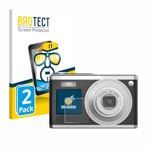 BROTECT Schutzfolie für Rollei Compactline 10X | (Vorderes Display) 2 Stück Transparenter Displayschutz Made in Germany Klare Displayschutz-Folie Clear Einfache Montage