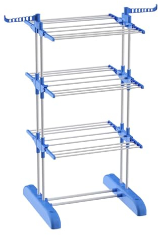 Tendedero Vertical Plegable De Alta Capacidad de Ropa - 4 Niveles con Barras de Acero Inoxidable con Dos Alas Laterales Amplio Espacio para Secar. Ruedas incluidas