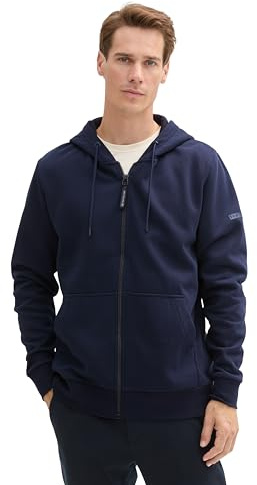 Tom Tailor Herren Hoodie Sweatjacke mit Kängurutasche