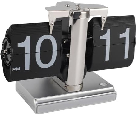 Dpofirs Retro-Flip-Uhr, Vintage-Schreibtischuhr, Retro-Flip-Down-Uhr, Flip-Schreibtisch-Regaluhr, Flip-Digitaluhr, Auto-Flip-Uhr, Mechanische Uhr für Büro- und Heimdekoration (Black)