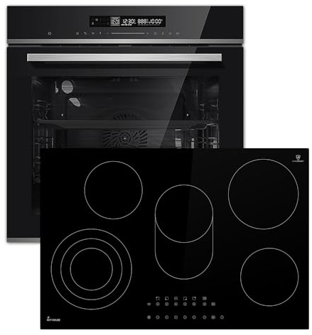 KKT KOLBE Cuisinière: Four encastré 60cm EB8017ED + 77cm Plaque vitrocéramique KK7705RL | Catalyse | Fonction pizza | Grill | Air circulant | Air chaud | Minuterie automatique | SET8017KK77RL