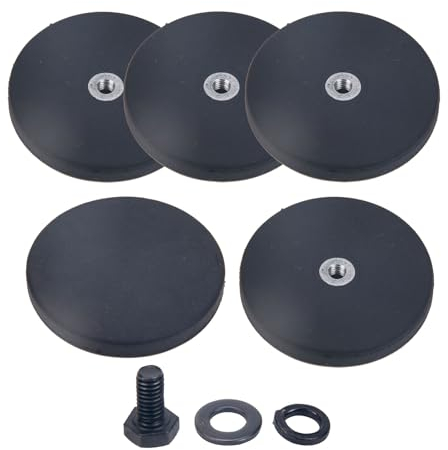 5 Stück Gummierte Magnete, 43mm Stark, 15kg Haftkraft Mit M4 Flacher Faden, Magnet Mit Loch, Gewinde, Schraubbar