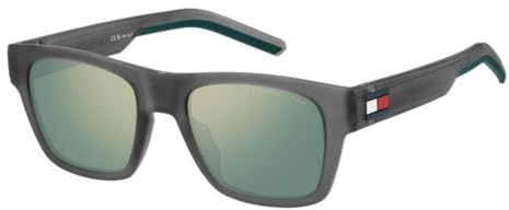 Tommy Hilfiger Herren-Sonnenbrille, Mattschwarz, Grün, 54