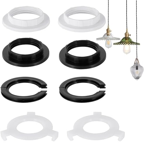 8 Pieza Anillo Adaptador de E27 a E14, Anillo Reductor de Pantalla, Plástico Convertidor de Anillo Pantalla de Lámpara, Reductor Accesorios para Lámpara de Mesa Enchufe Doméstico Bulbos de Tornillo