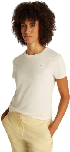 Tommy Hilfiger Damen T-Shirt Kurzarm Slim mit Rundhalsausschnitt