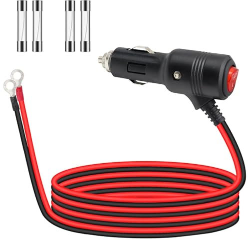 RUNCCI-YUN 16AWG Cable Mechero 12V Macho,Mechero de Coche de 12V-24V a Terminales de Ojal alargador mechero Coche 1m Cigarette Lighter Socket Encendedor de Cigarillo Macho Enchufe Mechero Adaptador