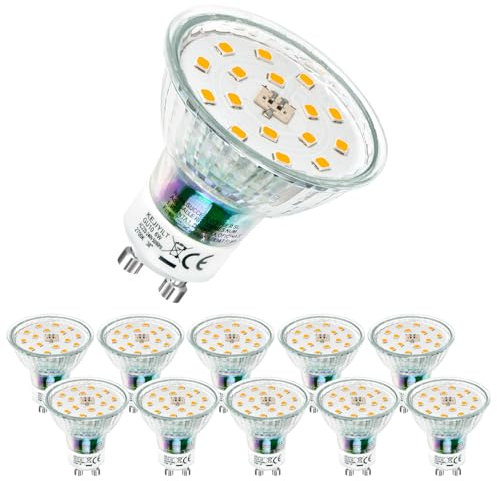 KEJIYILT Lampadina LED 6W Equivalente 65W, Lampadina GU10 LED 650lm 4500K Bianco neutro, Non dimmerabile, Angolo di luce 120° 10 Pezzi - Bianco neutro 4500K