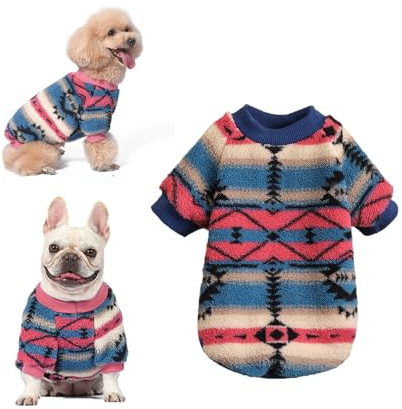 Yoolhamy Hundepullover für Kleine Hunde, Fleece Hunde Pullover, Winter Hundepulli, Ethnische Boho Winterkleidung Weich und warm Pullover Hund Thermische Welpen Dog Sweater (Pink, L)