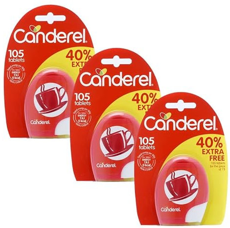 Canderel Low Calorie Sweetener Tablets - Sugar Substitute Sweetners, Sweetener for Sweets & Beverages, Low Calorie Sweetner, Ideal for Diets and Healthy Living, 3 Pack + Cheeroo Magnet