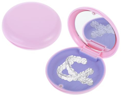 Bewudy Zahnspangendose, Spangendose mit Magnetische Schnalle Gebissdose | Zahnspange Aufbewahrung Zahnspangenbox Prothesenbox Zahnschiene Box für Prothesen Aufbissschiene Knirscherschiene(Rosa)