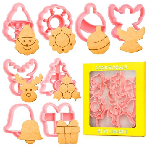 Becellen 8 Pièces Emporte Piece Noel 3D, Plastique Emporte-Pièces Noel Bonhomme pain d'épice Moule Biscuit Noël pour Décoration de Biscuits Gâteau