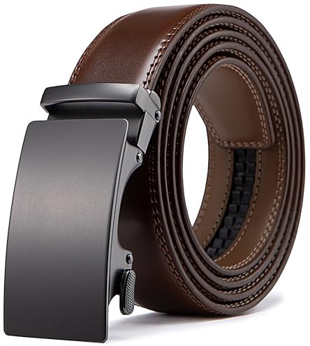 Acewin Ledergürtel Herren, Automatik Gürtel Herren, Arbeitsgürtel, Verstellbar, Breit 35mm (04-Dunkel Braun,105 CM)