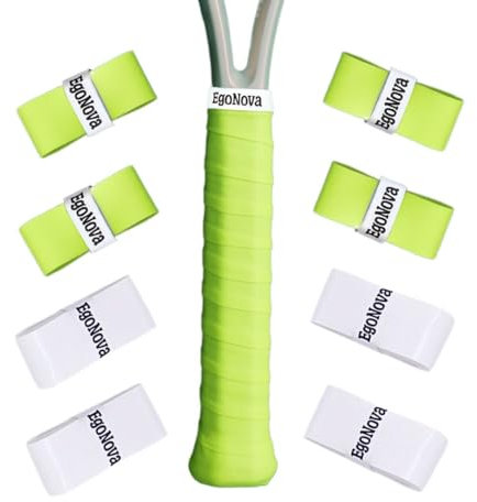 Griffband Tennisschläger, schweißabsorbierendes Tennisschläger Griffband, weiche und Bequeme Tennisschläger Griffe, einfach zu installierendes Griffband (8er-Pack, 4 Stück Grün & 4 Stück Weiß)