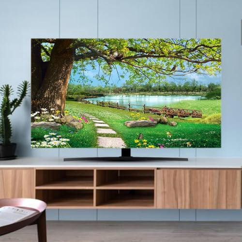 HSTANGKY Housse de protection intérieure élastique pour TV LCD/LED - Impression minimaliste moderne - Fixation murale - Vert1 - 58-60 pouces