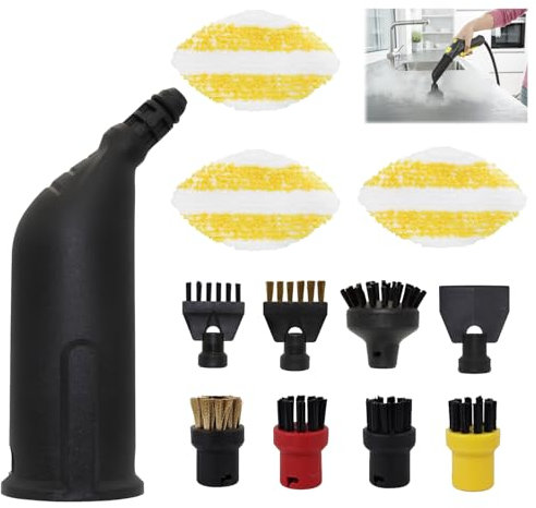 12 Piezas para Limpiador de Vapor Accesorios, para Karcher Easyfix SC1 SC2 SC3 SC4 SC5, Abarcar 5 Cepillos Redondos, 2 Cepillos Planos, Boquilla Curva, 3 Paños de Microfibra, Rascadora