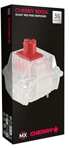 CHERRY MX2A RGB Silent RED Switch Kit, 36 Mechanische Tastatur-Schalter | Original CHERRY-Qualität, für DIY, Hot Swap, Custom oder Gaming-Keyboard, Linearer Switch ohne Klick, Leichtgängig & Leise