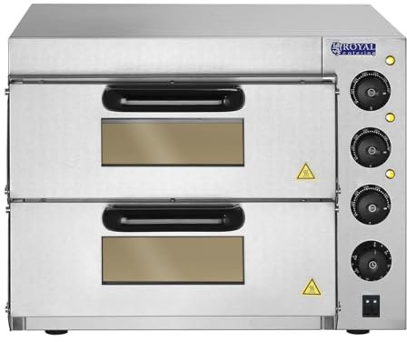Helloshop26 Horno de Pizza - 2 Dormitorios - Base de Chamotte 3000 W Acero Inoxidable 14_0001740