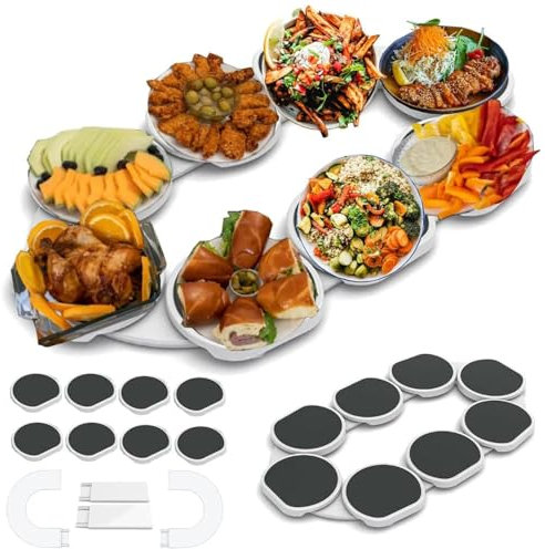 Lazy Susans Revolution Turntable Expandable Desktop Rotating Storage Rack for for Kitchen and Dining Table Rotating Tray Expandable Track 8 Dishes