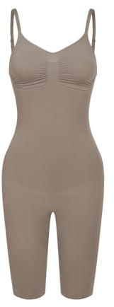 CFab Shapewear Damen Bauchweg Figurformender Nahtloser Bodysuit mit Shorts | Body Shaper mit verstellbaren Trägern formt Bauch, Taille und Oberschenkel für eine glatte Silhouette