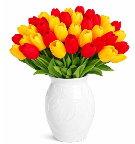 Tulpen Künstlich Wie Echt, 20pcs Künstliche Tulpen,Künstliche Blumen‌,Kunstblumen Tulpenbund,Tulpenstrauß Real Touch Wie Echt,Künstlicher Tulpenbund,Fake Tulpen Kunstblumen,für Frühlingsdeko Osterdeko