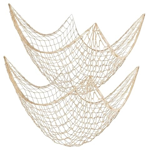 2PCS Fishing Net Decoration with Net and Rope Netting for Sea Theme Crafted From Qualitative Materials, This Rope Netting Offers Exceptional Durability and Soft Touch