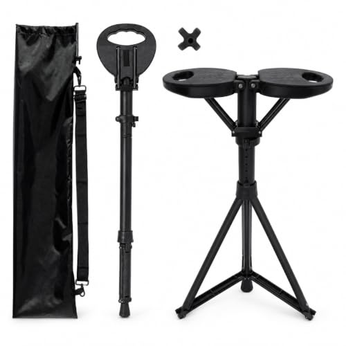 Bastón portátil con asiento, plegable, 150 kg, para exteriores