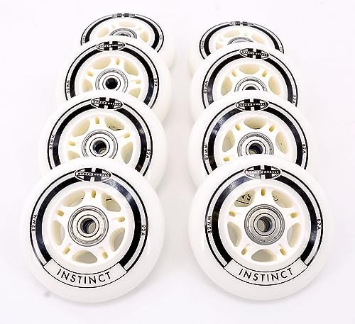VWPEYY Hyper Instinct 82mm 82A - 8er Set mit ABEC7 Kugellagern und Alu-Spacern 8mm - für Roller Blade Inliner mit 8mm Spacer - Fertig montiert