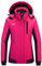 Wantdo Giacca da Sci Caldo Imbottita Invernale Parka da Neve Cappotto da Snowboard con Cappuccio Giubbotto da Viaggio a Vento Outdoor Donna Rosso Rosa e Viola Scuro XL