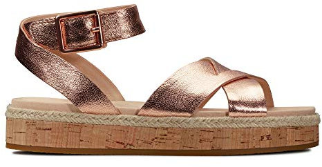 Clarks Femme Botanic Poppy Sandales Bride Cheville, Rose Gold Lea, 36 EU