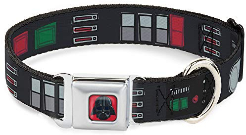 Buckle-Down DC-SB-SWBBV-WSW141-1.0-S Hundehalsband, Sicherheitsgurt-Schnalle, Star Wars Darth Vader, Utility-Gürtel, Begrenzung 3, Schwarz, Grau, Rot, 22,9 bis 38,1 cm breit, Mehrfarbig