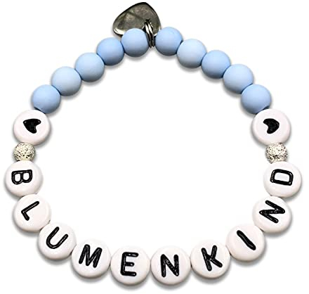 Majas Perlen Armband Blumenkind Hellblau Acryl 6mm - Rosenquarz Labradorit Amazonit uvm. Möglich - Erinnerungsarmband - Handmade Personalisierbar