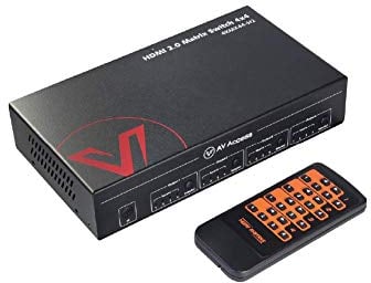 AV Access 4x4 HDMI Matrix Splitter, 4K@60Hz mit HDR Dolby Vision, Audio Extraction SPDIF 5.1CH, 4K auf 1080P Herunterskalieren, CEC, Web UI, Abschaltspeicher, IR Remote API RS232 Steuerung