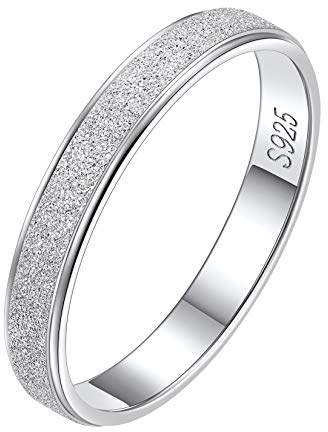 Suplight 925 Silber Verlobungsring für Männer Herren 3mm matter Sandstrahl Fingerring schlicht Ehering Memoirering Ring Größe 67